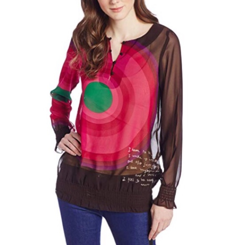 🌻SOLD🌻Desigual Elisabeth Sheer Blouse - Picture 2 of 8
